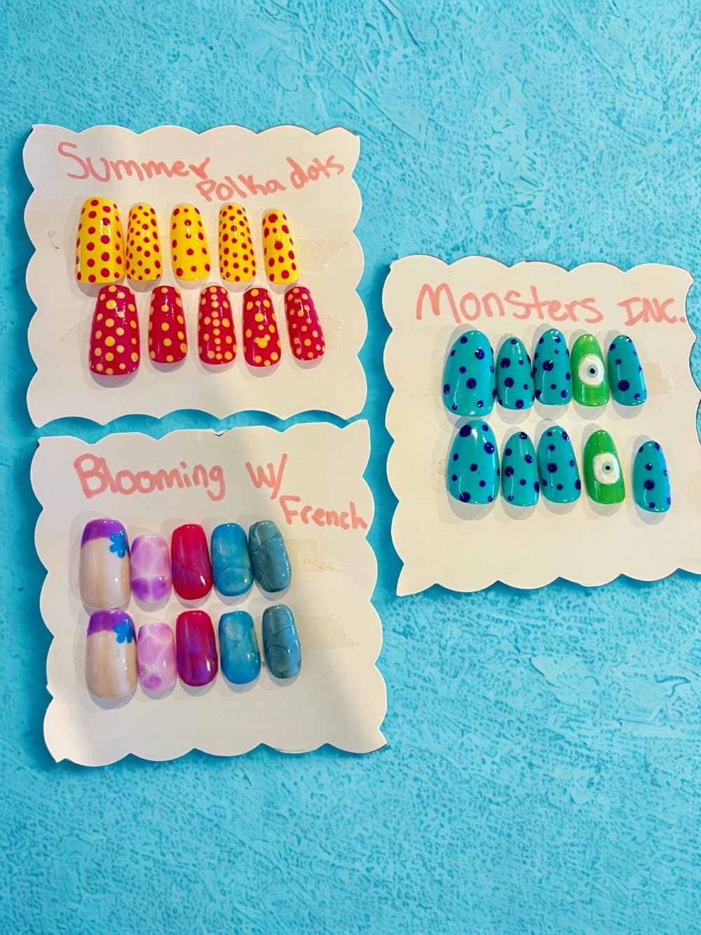 Summer Polka Dot Press-On Nails - Yellow & Red